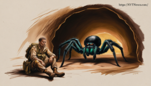 Color Page For Soldier and Spider In Cave Printable Free