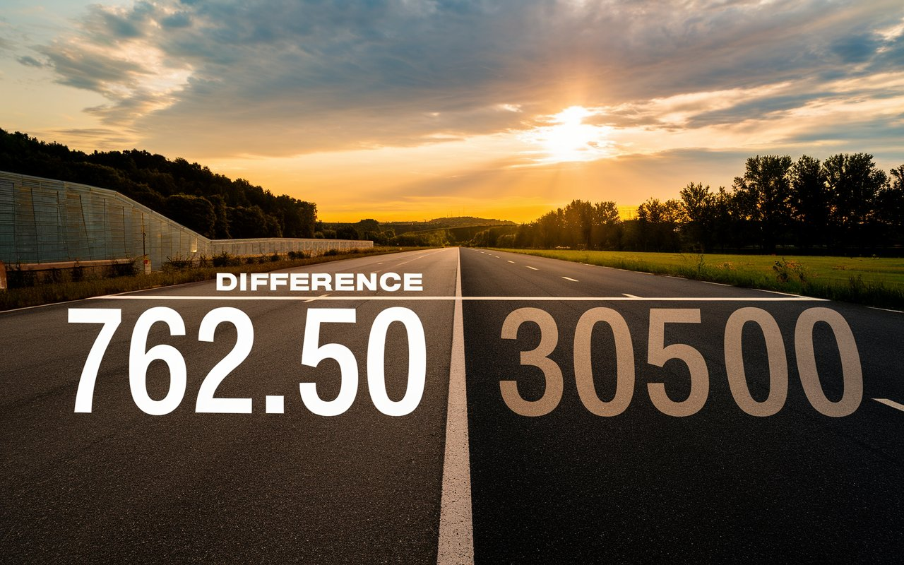 Difference Between 762.50 to 305.00